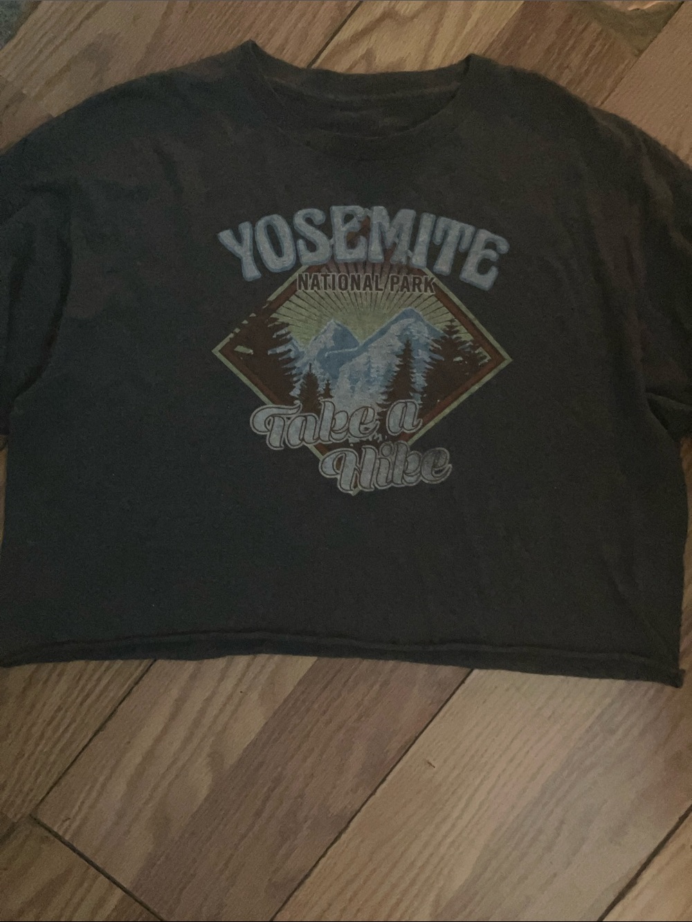 Love Tribe Black Yosemite National Park Graphic Crop Top